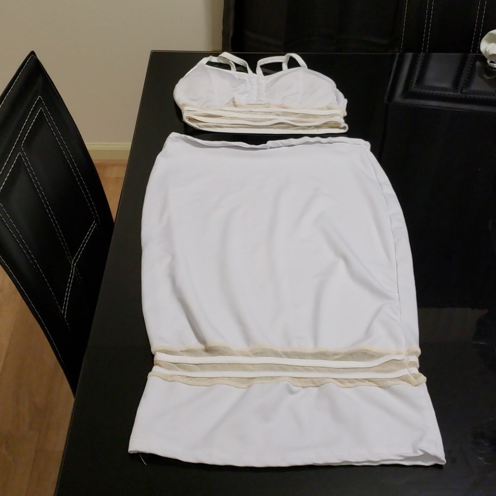 two piece White and cream set
